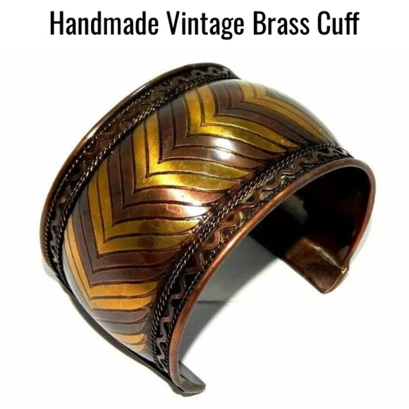 Vintage Copper Brass Handmade Thick Cuff Bangle - Picture 1 of 4